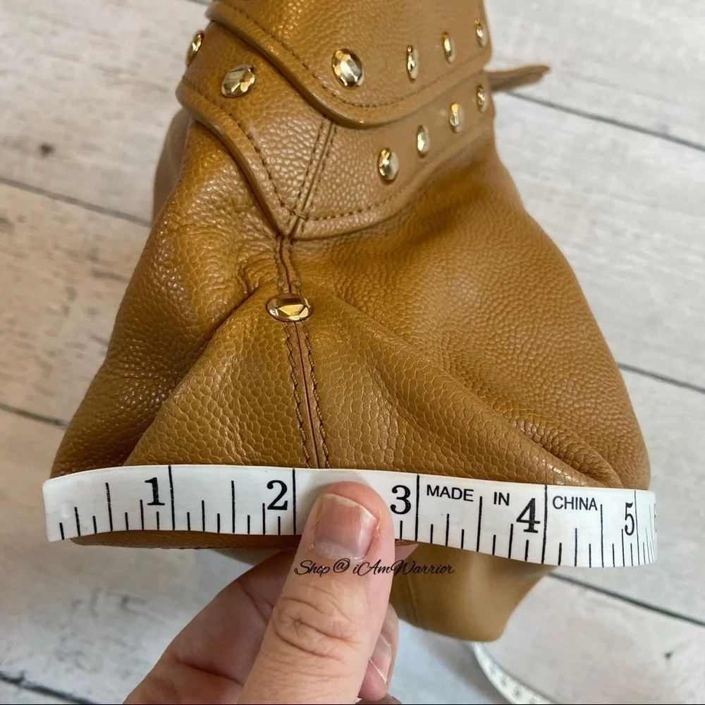 Cole Haan toffee pebble leather studded hobo bag  *shop@iamwarrior